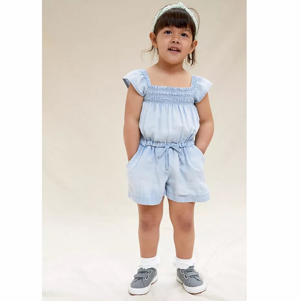 EUC RARE Anthro Cloth and Stone Denim Romper girls size 7/8